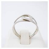Modernist Interlocking Silver Ring - Size 5.5