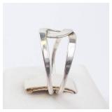 Modernist Interlocking Silver Ring - Size 5.5