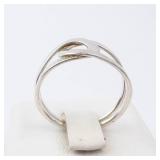 Modernist Interlocking Silver Ring - Size 5.5