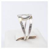 Modernist Interlocking Silver Ring - Size 5.5