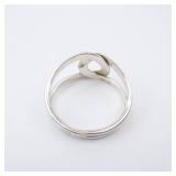 Modernist Interlocking Silver Ring - Size 5.5