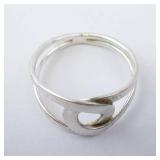 Modernist Interlocking Silver Ring - Size 5.5
