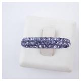 Sterling Silver Purple Crystal Pave Ring. Size 7