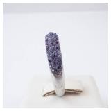 Sterling Silver Purple Crystal Pave Ring. Size 7