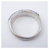 Sterling Silver Purple Crystal Pave Ring. Size 7