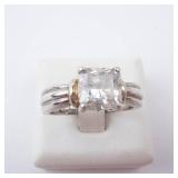 CZ Sterling Silver Solitaire Ring Size 8