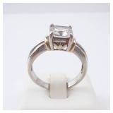 CZ Sterling Silver Solitaire Ring Size 8