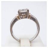 CZ Sterling Silver Solitaire Ring Size 8