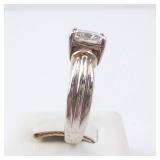 CZ Sterling Silver Solitaire Ring Size 8