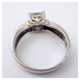 CZ Sterling Silver Solitaire Ring Size 8