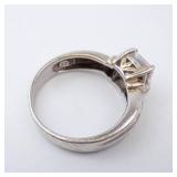 CZ Sterling Silver Solitaire Ring Size 8