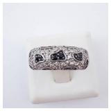 Sterling Silver Ring - Black & White CZ Pave - Size 8
