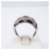 Sterling Silver Ring - Black & White CZ Pave - Size 8