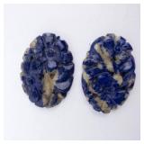 Lapis Lazuli Carved Cabochons - Pair, 18.08 ct, 23x15 mm (Lot of 2)