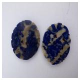 Lapis Lazuli Carved Cabochons - Pair, 18.08 ct, 23x15 mm (Lot of 2)