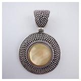 Swarti BA Sterling Silver Mother of Pearl Pendant - 925 Indonesia - Large Circular