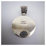 Swarti BA Sterling Silver Mother of Pearl Pendant - 925 Indonesia - Large Circular
