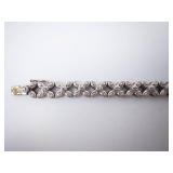 Ross Simons Bracelet - Sterling Silver Flower-Linked with Diamonds