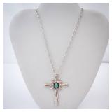E.J. Thompson Turquoise Cross Necklace in Sterling Silver
