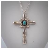 E.J. Thompson Turquoise Cross Necklace in Sterling Silver
