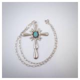 E.J. Thompson Turquoise Cross Necklace in Sterling Silver