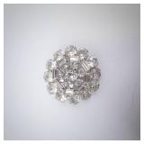 Weiss Round Rhinestone Brooch - Circular Cluster with Clear Stones, Silver-Tone Finish, Pin Back