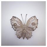 Beau Sterling Silver Filigree Butterfly Brooch