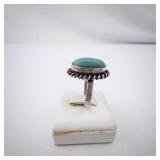 Sterling Silver Malachite Ring - Bezel With Rope Edge, Size 7.5.
