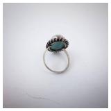 Sterling Silver Malachite Ring - Bezel With Rope Edge, Size 7.5.