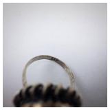 Sterling Silver Malachite Ring - Bezel With Rope Edge, Size 7.5.