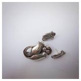 Georg Jensen Sterling Silver Earrings & Brooch Circa 1933-1934 Denmark 925