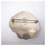 Georg Jensen Sterling Denmark Flower Brooch - Blue Lapis Cabochon Center