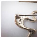 Georg Jensen Sterling Denmark Star-Shaped Brooch & Clip Earrings Set