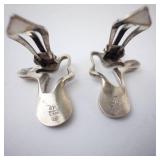 Georg Jensen Sterling Denmark Star-Shaped Brooch & Clip Earrings Set