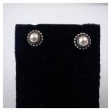 Georg Jensen Sterling Silver Stud Earrings Beaded Halo