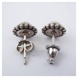 Georg Jensen Sterling Silver Stud Earrings Beaded Halo