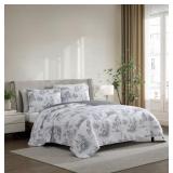 NEW Lenox 3-Piece Quilt Set, FULL/QUEEN - Winter Scene Gray