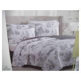 NEW Lenox 3-Piece Quilt Set, FULL/QUEEN - Winter Scene Gray