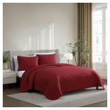 NEW Lenox 3-Piece Quilt Set, KING - RED