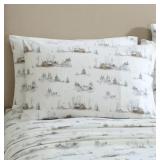 Lenox Holiday Flannel Sheet Set - Cottage Neutral - QUEEN