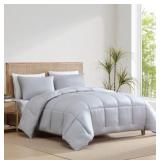 NEW Harmony Home 3-Piece Viscose Made from Bamboo Comforter Set Full/Queen - Gray