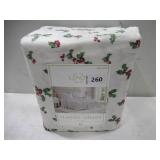 Lenox Holiday Flannel Sheet Set - Holly Green - QUEEN