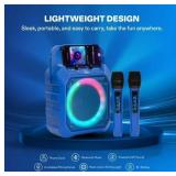 NEW JOYC Brands Mic Drop Karaoke Machine with 2 Wireless Mics & RGB Lights, BLUE