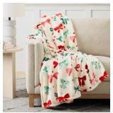 NEW Member’s Mark Festive Bow Pattern Holiday Throw Blanket