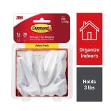 NEW 3M Command Medium Designer Hooks, White 14 Hooks, 20 Strips