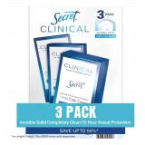 NEW Secret Clinical Invisible Solid Antiperspirant and Deodorant, Completely Clean, 1.6 oz., 3 pk.