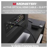 Monster Essentials Directional Fiber Optic HDMI 2.1-48 Gbps Active Optical Cable - Supports 8K @ 60HZ, 4K @ 120HZ, 32.8ft