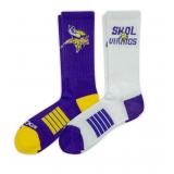 NEW Strideline NFL Minnesota Vikings Adult 2-Pack Crew Socks - M/L
