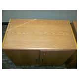 Lockable Enclosed Wood Office Bookshelf / Storage Shelf / Hutch (KEYS included) and 2-Drawer Wood File Cabinet on Wheels