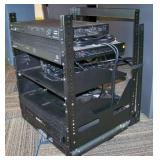 Slide-out AV Rack with Crestron DM 4K Presentation Unit, Professional Amplifier / Amp and Surge-X Surge Eliminator / Power Conditioner